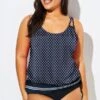 Navy Polka Dots Side Tie Blouson Tankini Top -Maraluxe Swimwear Shop b detan010004 11