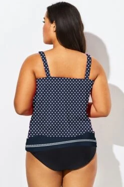 Navy Polka Dots Side Tie Blouson Tankini Top -Maraluxe Swimwear Shop b detan010004 22