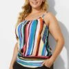 Fashionable Technicolor Draped Blouson Tankini Top 1 Fashionable Technicolor Draped Blouson Tankini Top -Maraluxe Swimwear Shop b detan011001t 2