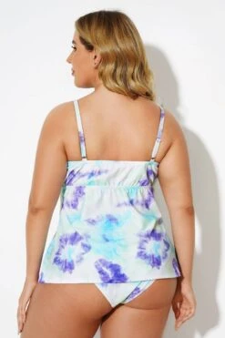 Tie Dye Underwire Sweetheart Neckline Tankini Top -Maraluxe Swimwear Shop b detan024001 2