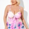 Tie Dye Tie Front Tankini Top For Lady -Maraluxe Swimwear Shop b detan024002 1