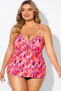 Multi Colors Tie Front Sweetheart Neckline Tankini Top -Maraluxe Swimwear Shop b detan024005 3