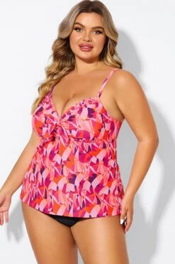 Multi Colors Tie Front Sweetheart Neckline Tankini Top -Maraluxe Swimwear Shop b detan024005 5
