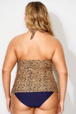 Leopard Printed Shirred Halter Women Tankini Top -Maraluxe Swimwear Shop b detan027005 2