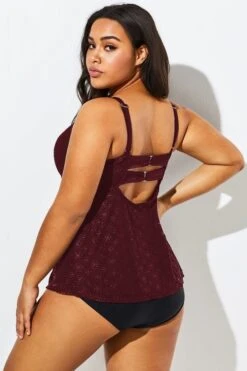 Wine Flyaway Flowy Twist Front Tankini Top -Maraluxe Swimwear Shop b detan030002 55