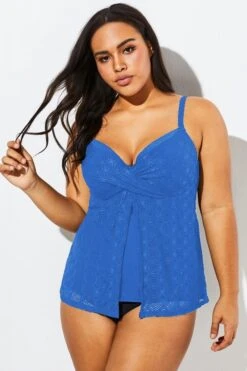 Blue Twist-front Sweetheart Neckline Tankini Top -Maraluxe Swimwear Shop b detan030003 33