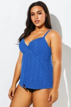 Blue Twist-front Sweetheart Neckline Tankini Top -Maraluxe Swimwear Shop b detan030003 44