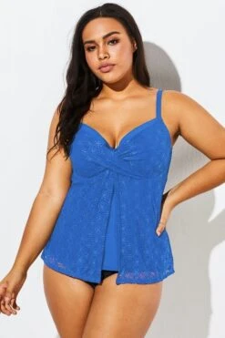 Blue Twist-front Sweetheart Neckline Tankini Top -Maraluxe Swimwear Shop b detan030003 66