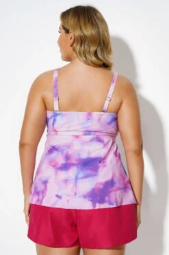 Tie Dye V-Neck Twist Elegant Tankini Top 7 Tie Dye V-Neck Twist Elegant Tankini Top -Maraluxe Swimwear Shop b detan049001 2