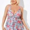 Flower Print V-Neck Underwire Elegant Tankini Top -Maraluxe Swimwear Shop b detan049003 1