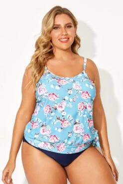 Floral Printed Self-tie Halter Straps Tankini Top -Maraluxe Swimwear Shop b detan053002 4