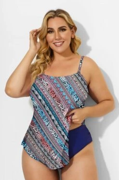 Multicolor Scarf Bandeau Vintage Women Tankini Top 8 Multicolor Scarf Bandeau Vintage Women Tankini Top -Maraluxe Swimwear Shop b detan060002 22