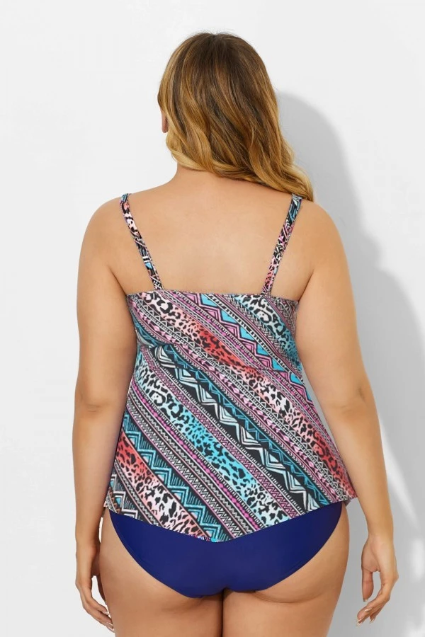 Multicolor Scarf Bandeau Vintage Women Tankini Top 4 Multicolor Scarf Bandeau Vintage Women Tankini Top - Image 2