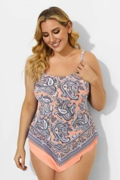 Printed Scarf Bandeau Tankini Top For Lady 9 Printed Scarf Bandeau Tankini Top For Lady -Maraluxe Swimwear Shop b detan060003 44