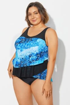 Plus Size Sea Pattern Scoop Neck Tankini Top -Maraluxe Swimwear Shop b detan063006 6