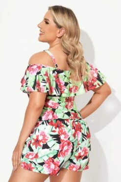 Floral Printed Off The Shoulder Women Tankini Set 8 Floral Printed Off The Shoulder Women Tankini Set -Maraluxe Swimwear Shop b detan086001 3