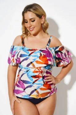 Colourful Leaves Printed Underwire Tankini Top -Maraluxe Swimwear Shop b detan086003 4