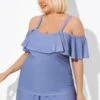 Blue Off The Shoulder Tankini Top 1 Blue Off The Shoulder Tankini Top -Maraluxe Swimwear Shop b detan086005 1