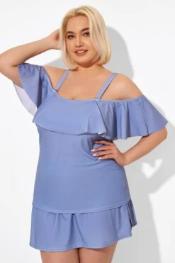 Blue Off The Shoulder Tankini Top -Maraluxe Swimwear Shop b detan086005 4
