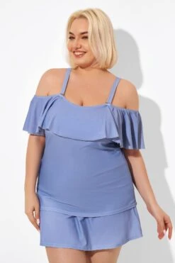 Blue Off The Shoulder Tankini Top -Maraluxe Swimwear Shop b detan086005 6