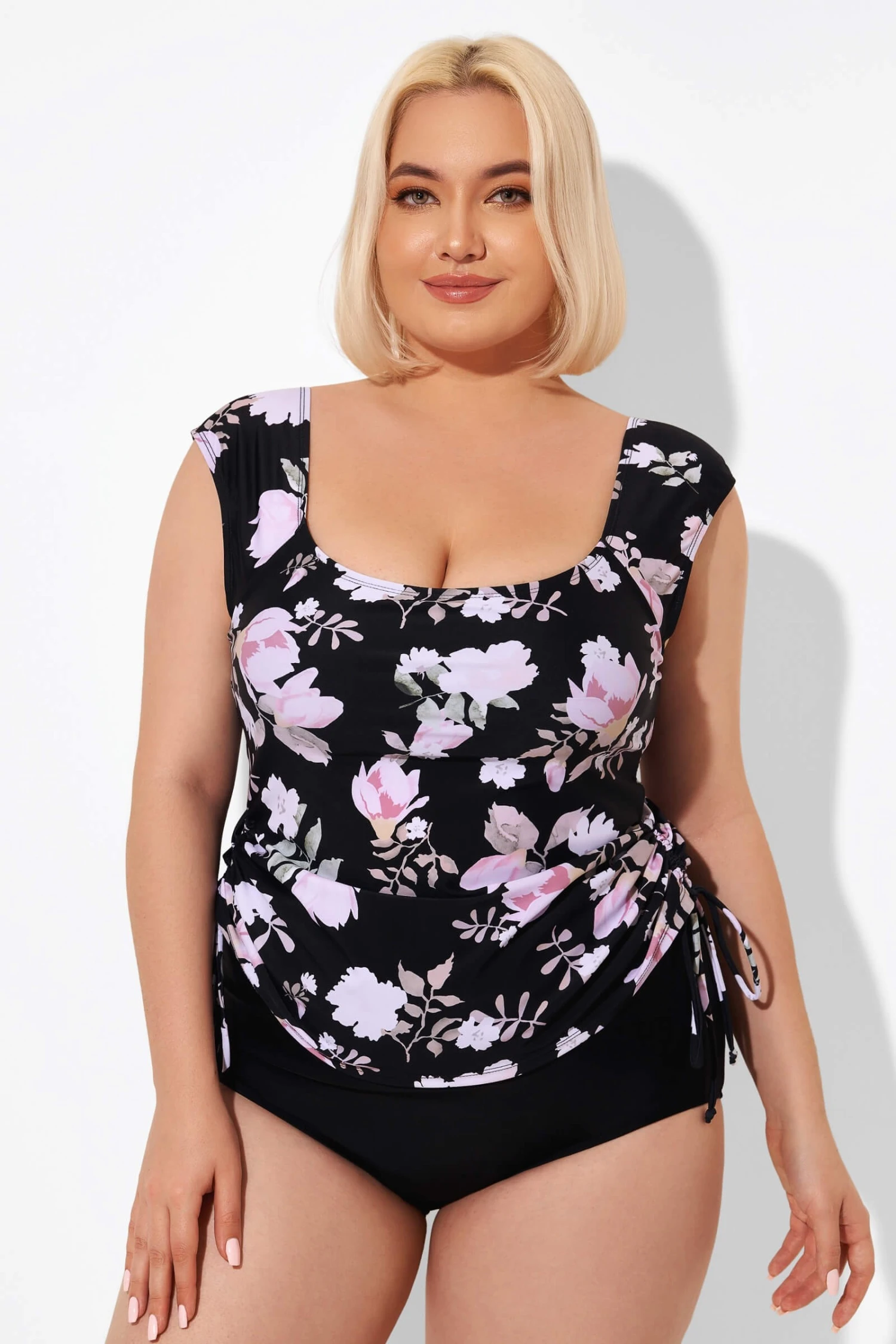 Floral Printed Adjustable Tankini Top With Sleeves 6 Floral Printed Adjustable Tankini Top With Sleeves - Image 4
