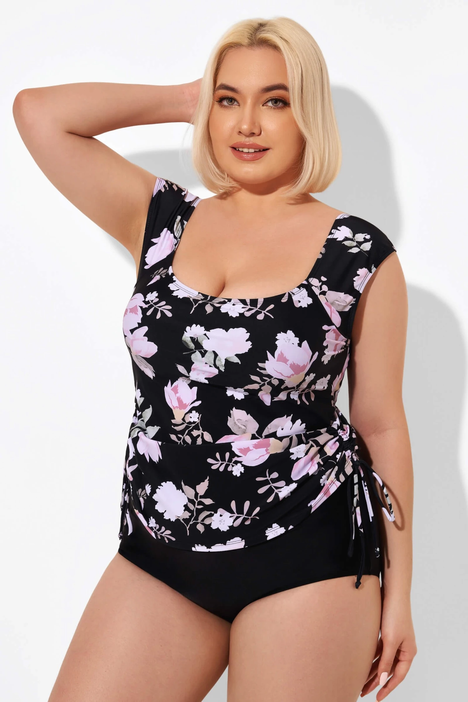 Floral Printed Adjustable Tankini Top With Sleeves 7 Floral Printed Adjustable Tankini Top With Sleeves - Image 5