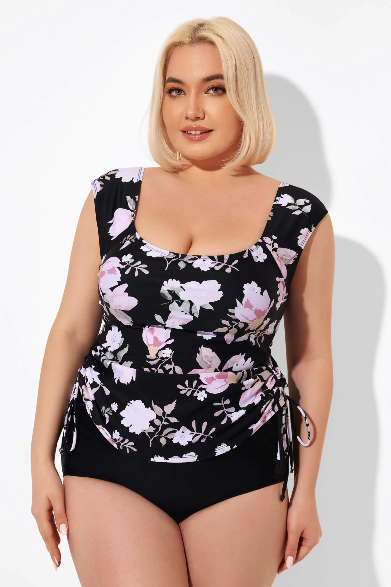 Floral Printed Adjustable Tankini Top With Sleeves 8 Floral Printed Adjustable Tankini Top With Sleeves - Image 6