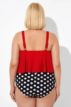 Red Ruched Flounce U-neck Blouson Tankini Top 8 Red Ruched Flounce U-neck Blouson Tankini Top -Maraluxe Swimwear Shop b detan129001 2