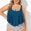 Blue Scoopneck Ruched Flounce Blouson Tankini Top 1 Blue Scoopneck Ruched Flounce Blouson Tankini Top -Maraluxe Swimwear Shop b detan129002 1 1
