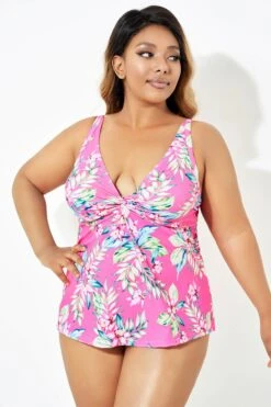 Orchid Printed Retro Underwire Tankini Top