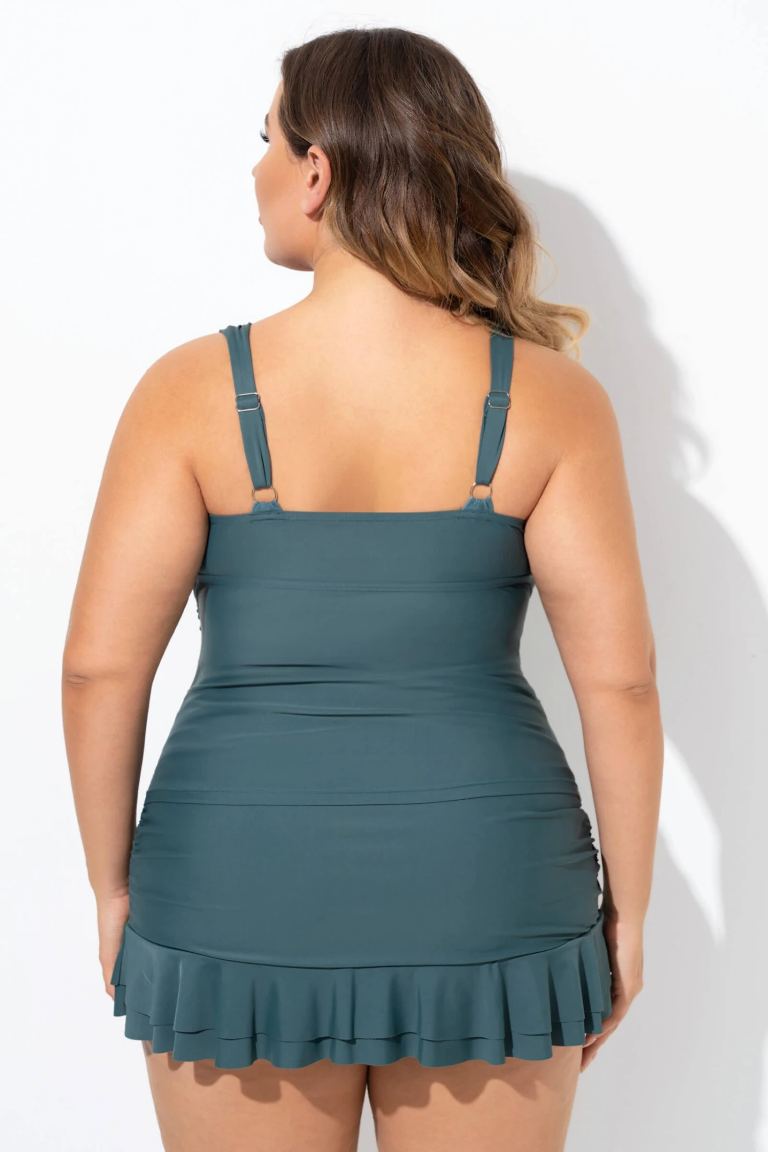 Green Twist Front Shirred Underwire Tankini Top 4 Green Twist Front Shirred Underwire Tankini Top - Image 2