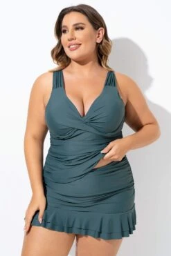 Green Twist Front Shirred Underwire Tankini Top 11 Green Twist Front Shirred Underwire Tankini Top -Maraluxe Swimwear Shop b detan141001 4