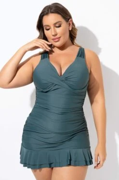 Green Twist Front Shirred Underwire Tankini Top 13 Green Twist Front Shirred Underwire Tankini Top -Maraluxe Swimwear Shop b detan141001 6