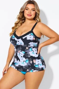 Floral Print Underwire A-line Women Tankini Top -Maraluxe Swimwear Shop b detan142002 5