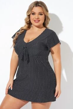 Textured Dot Flutter-Sleeve Cap Sleeves Tankini Top -Maraluxe Swimwear Shop b detan166001 3