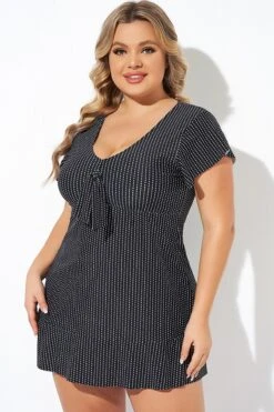 Textured Dot Flutter-Sleeve Cap Sleeves Tankini Top -Maraluxe Swimwear Shop b detan166001 4