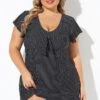 Textured Dot Flutter-Sleeve Cap Sleeves Tankini Top 2 Textured Dot Flutter-Sleeve Cap Sleeves Tankini Top -Maraluxe Swimwear Shop b detan166001 1 1