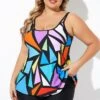 Colorful Adjustable Strap Geometric Print Tankini Top -Maraluxe Swimwear Shop b detan167001 1 1