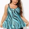 Vintage Cyan Double Straps Polka Dot Tankini Top -Maraluxe Swimwear Shop b detan167002 5