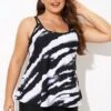 Tie Dye Print Color Block Women Tankini Top -Maraluxe Swimwear Shop b detan167003 1