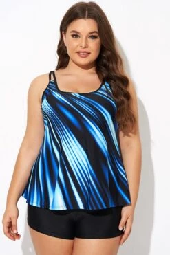 Round Neck Blue Ombre Printed Tankini Top 10 Round Neck Blue Ombre Printed Tankini Top -Maraluxe Swimwear Shop b detan167004 3