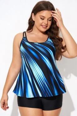 Round Neck Blue Ombre Printed Tankini Top 11 Round Neck Blue Ombre Printed Tankini Top -Maraluxe Swimwear Shop b detan167004 4