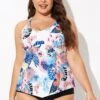 Flower Printed Racerback V Neckline Tankini Top -Maraluxe Swimwear Shop b detan169001 1