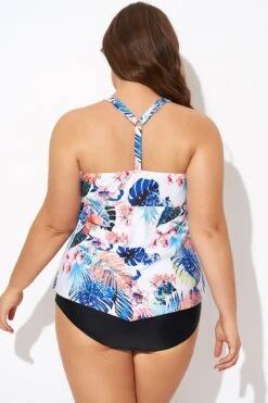 Flower Printed Racerback V Neckline Tankini Top -Maraluxe Swimwear Shop b detan169001 2