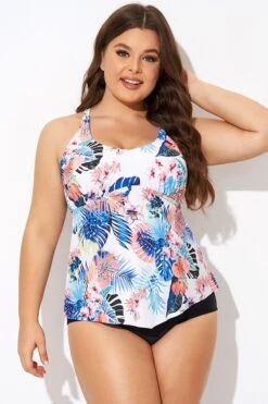 Flower Printed Racerback V Neckline Tankini Top -Maraluxe Swimwear Shop b detan169001 4