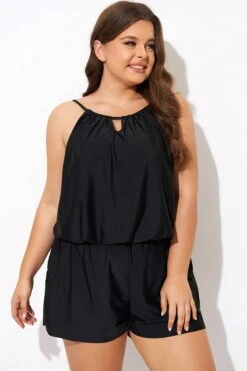 Black High Neck Fashion Tankini Top -Maraluxe Swimwear Shop b detan171001 4