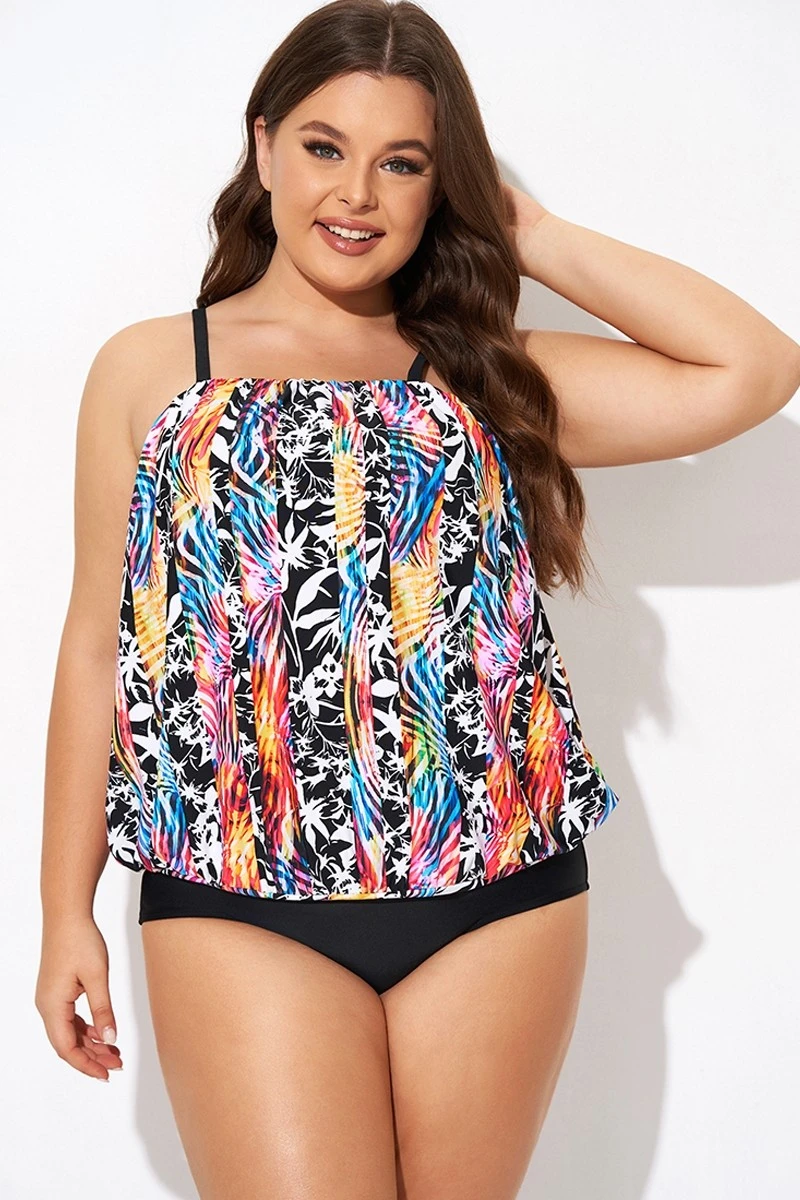 Detachable Neck Strap Blouson Bandeau Tankini Top 5 Detachable Neck Strap Blouson Bandeau Tankini Top - Image 3