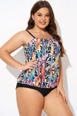 Detachable Neck Strap Blouson Bandeau Tankini Top 12 Detachable Neck Strap Blouson Bandeau Tankini Top -Maraluxe Swimwear Shop b detan172001 5