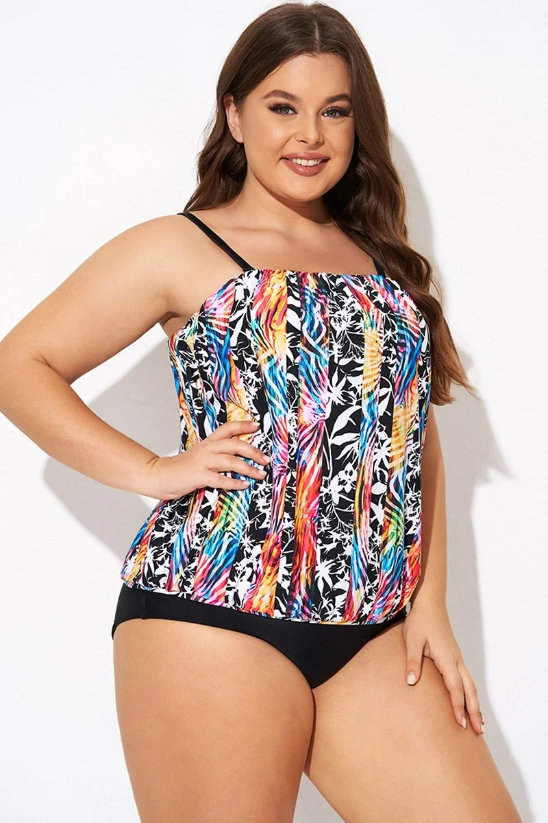 Detachable Neck Strap Blouson Bandeau Tankini Top 7 Detachable Neck Strap Blouson Bandeau Tankini Top - Image 5