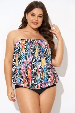 Detachable Neck Strap Blouson Bandeau Tankini Top 13 Detachable Neck Strap Blouson Bandeau Tankini Top -Maraluxe Swimwear Shop b detan172001 6
